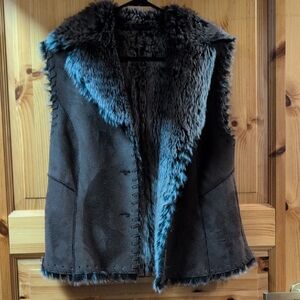 Scully Women's Faux Fur Trim Vest - Dark Brown